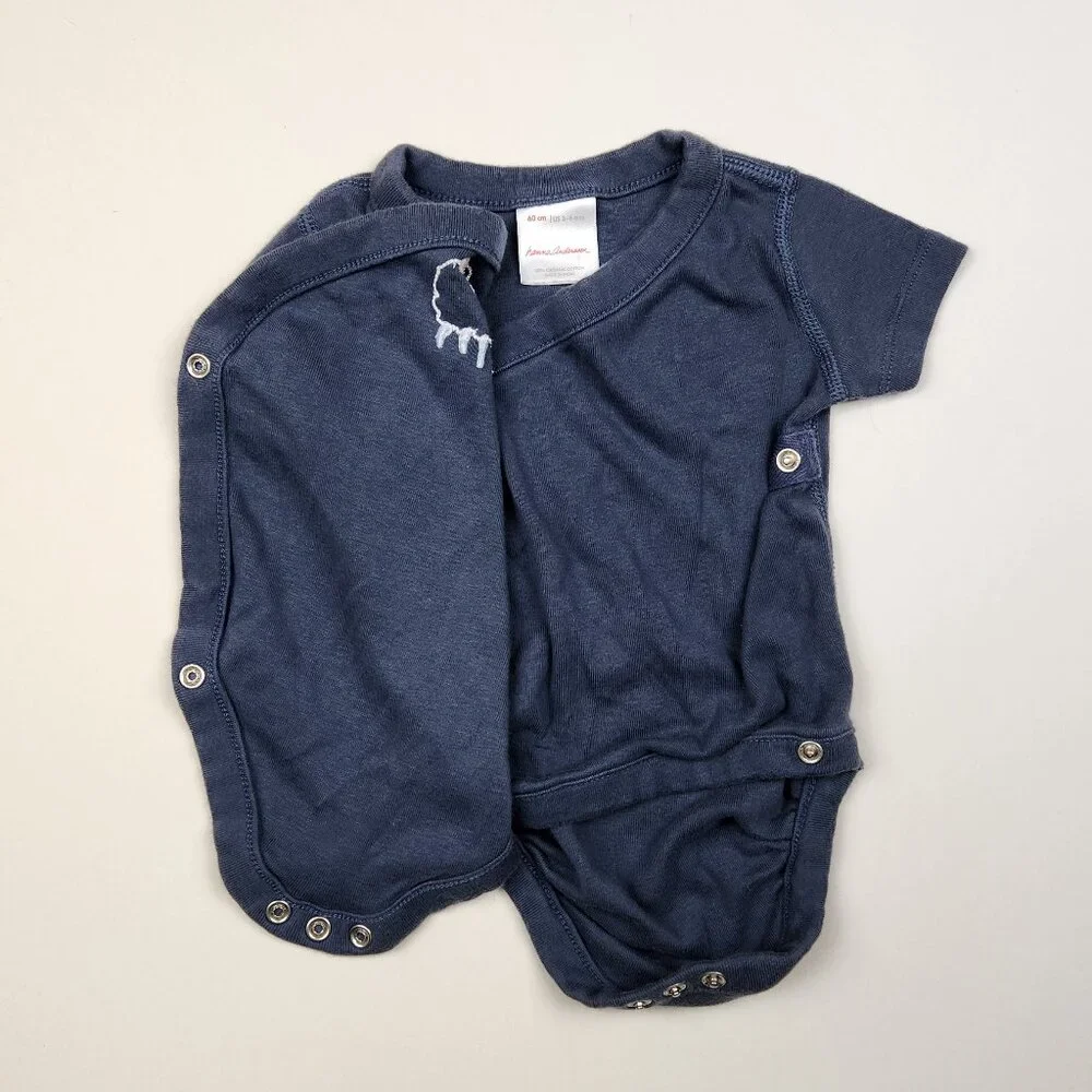 Hanna Andersson Baby Soft Snap Short Sleeve Bodysuit Sheep Navy Blue 3-6m
